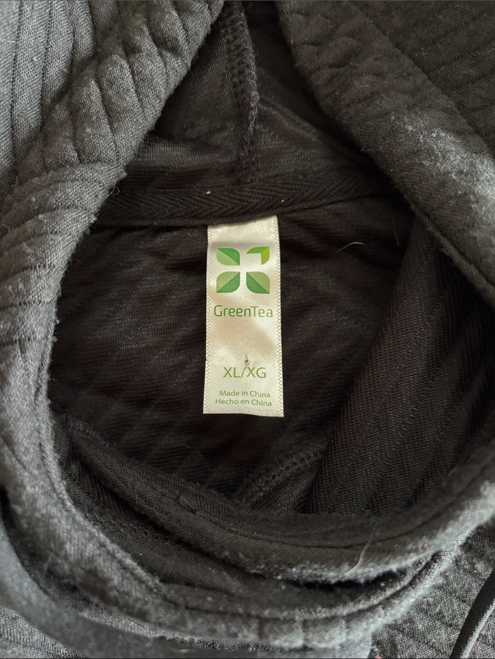 Green Tea Black Quilted Hoodie Pullover Jacket Top Workout Gym Women’s Size XL - Picture 4 of 9